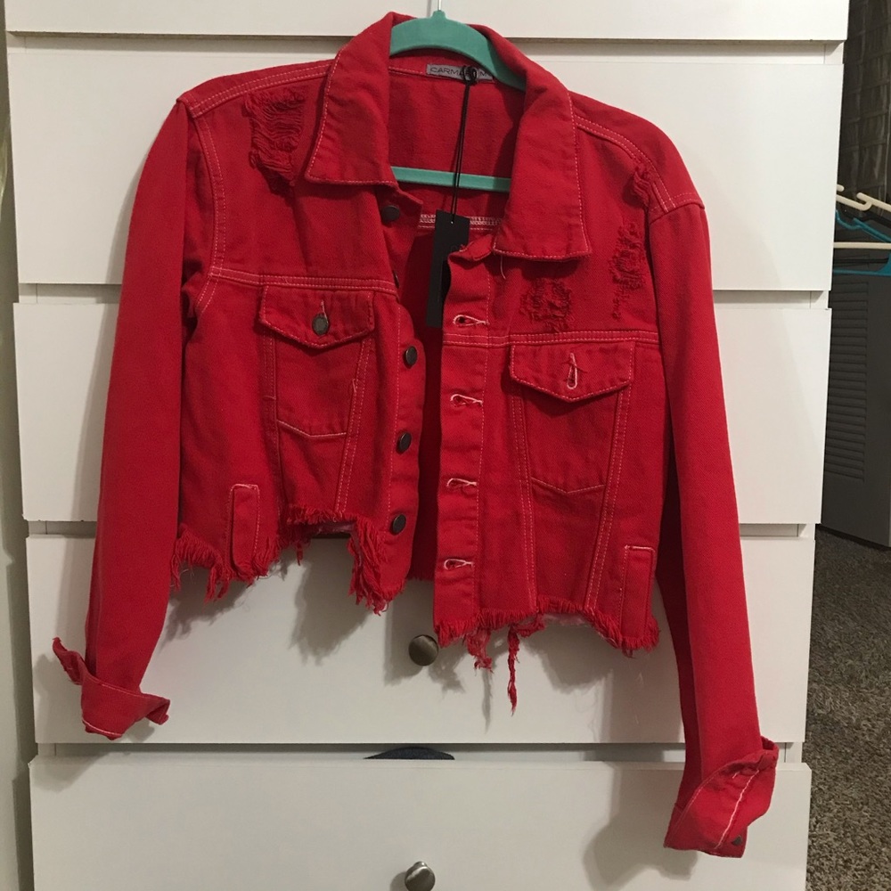 LF Carmar red jean jacket